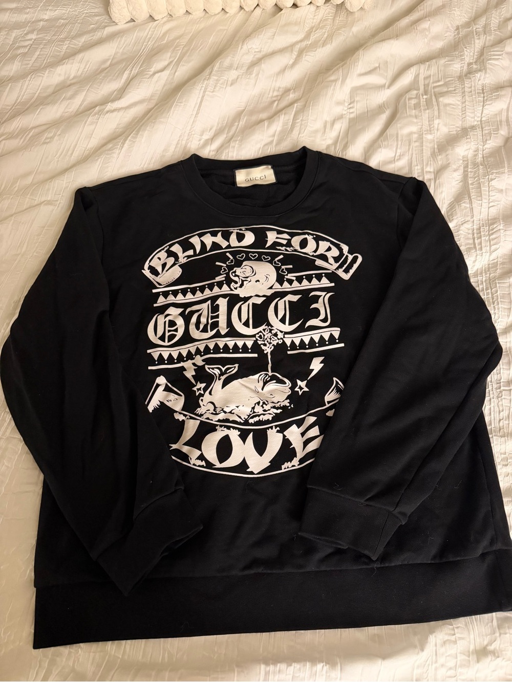 Gucci Black Crewneck Sweatshirt with White Graphic